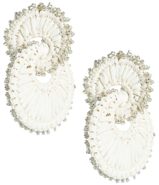 Tara Raffia Earring- Double Ring - Glamourous Grace