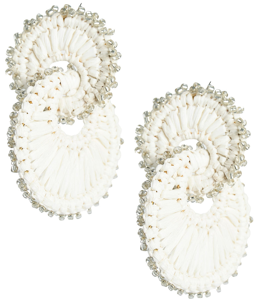 Tara Raffia Earring- Double Ring - Glamourous Grace