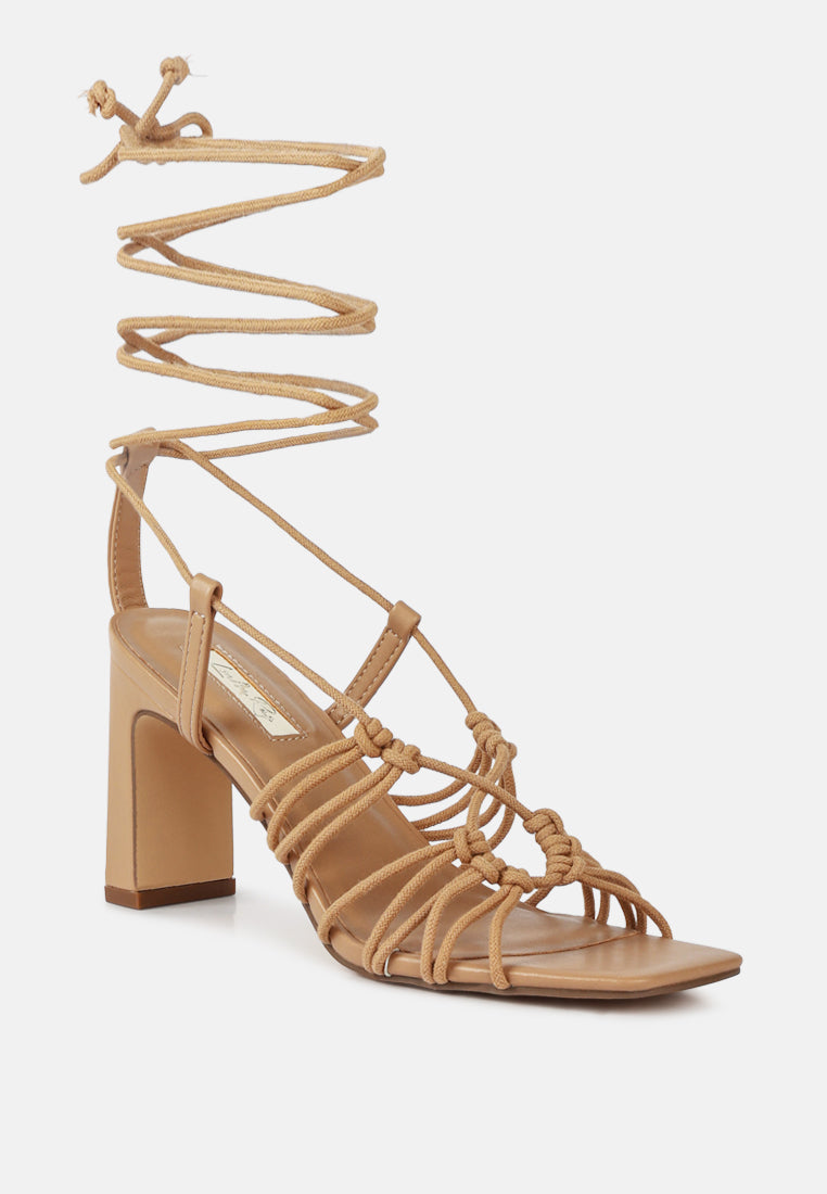 Strings Attach Lace Up Italian Block Heel Sandals - Glamourous Grace