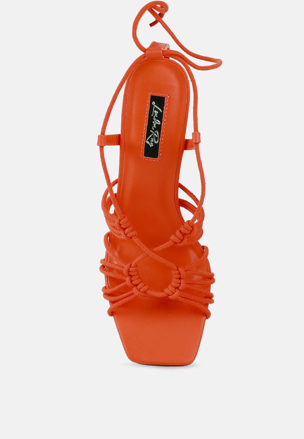 Strings Attach Lace Up Italian Block Heel Sandals - Glamourous Grace