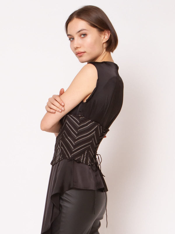 Stripe Bustier with Front Buttons - Glamourous Grace
