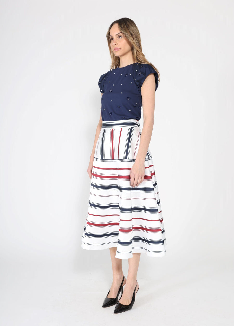 Stripe Pattern A-Line Skirt - Glamourous Grace