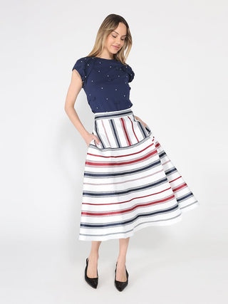 Stripe Pattern A-Line Skirt