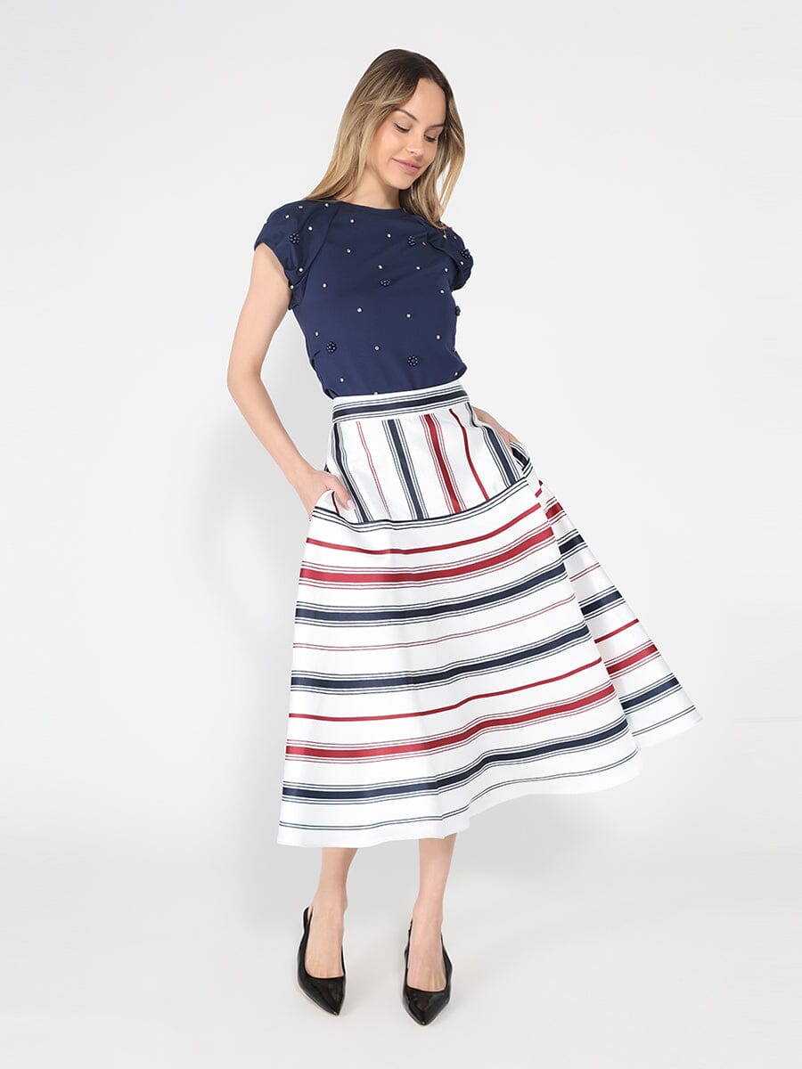 Stripe Pattern A-Line Skirt - Glamourous Grace