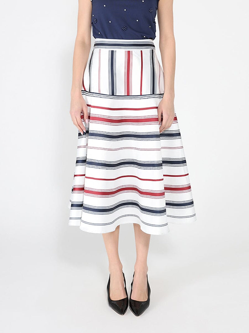 Stripe Pattern A-Line Skirt - Glamourous Grace