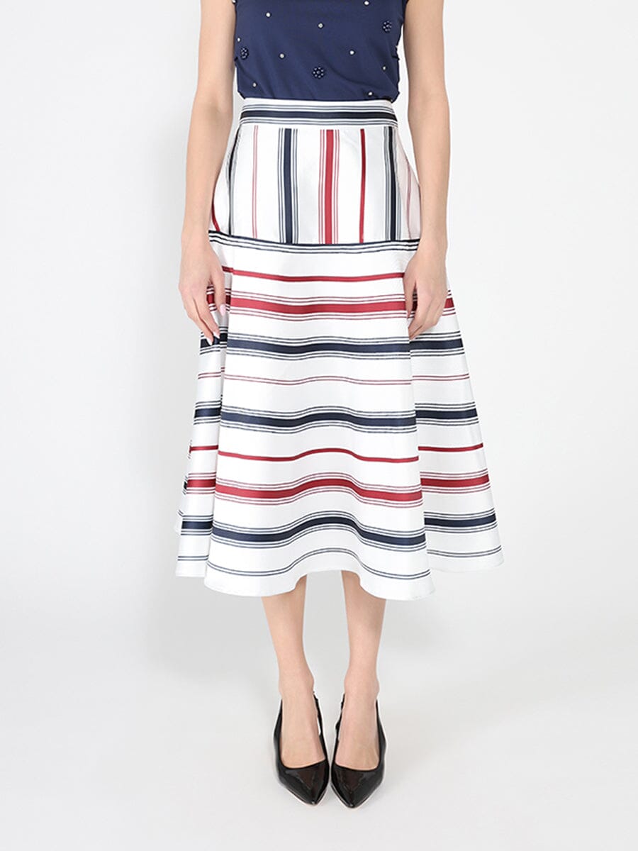 Stripe Pattern A-Line Skirt - Glamourous Grace