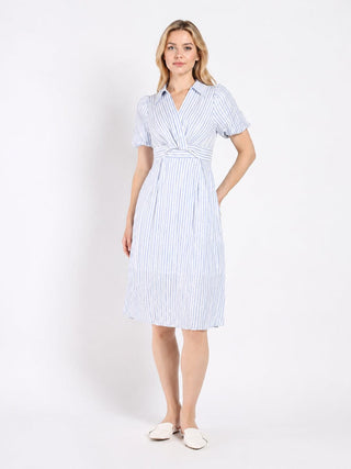 Striped V Collar Neck Dress