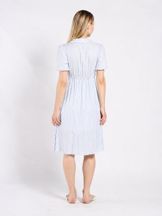 Striped V Collar Neck Dress - Glamourous Grace