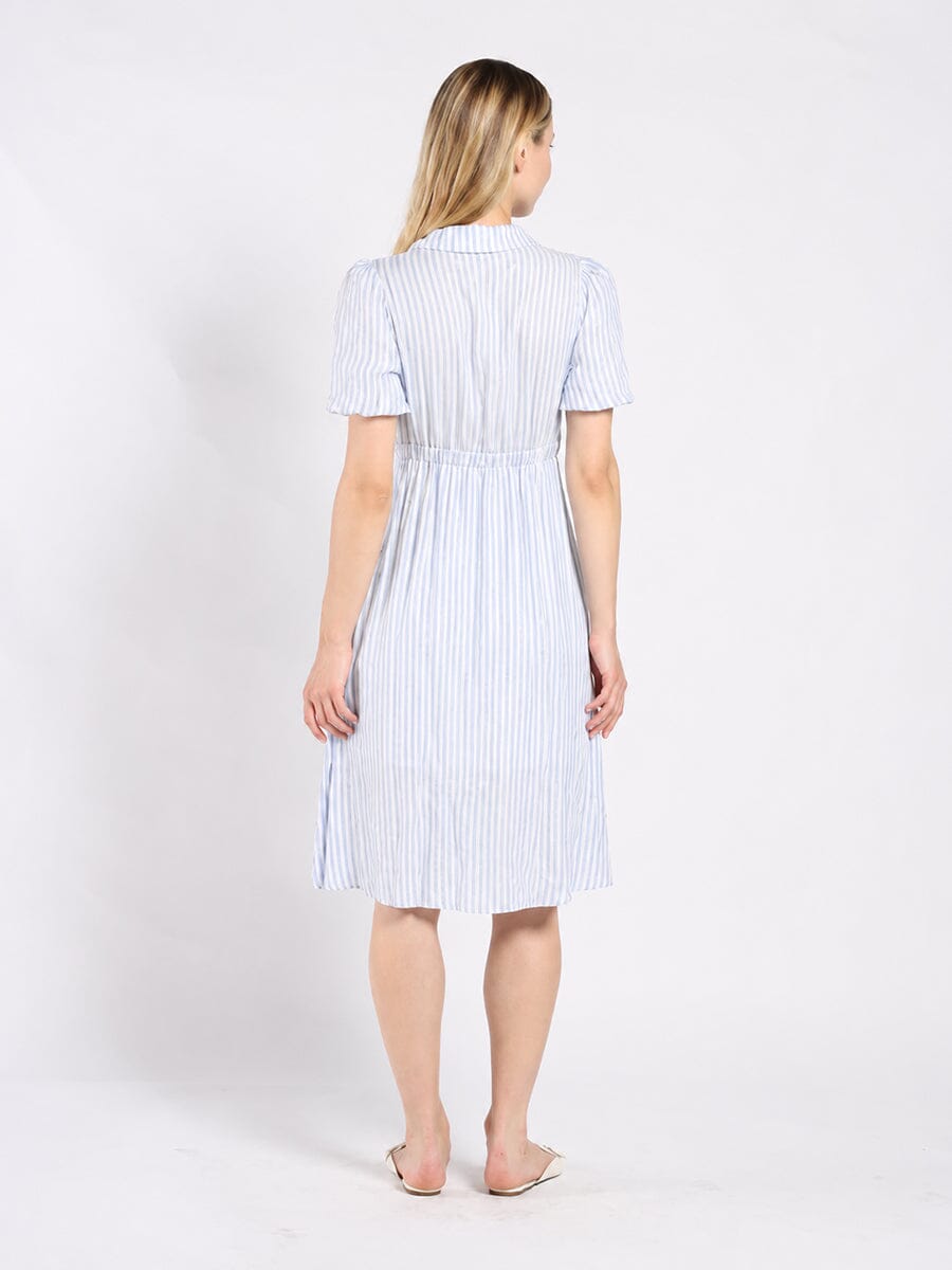 Striped V Collar Neck Dress - Glamourous Grace