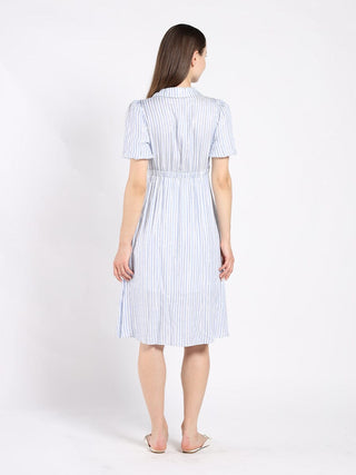 Striped V Collar Neck Dress