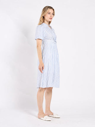 Striped V Collar Neck Dress - Glamourous Grace