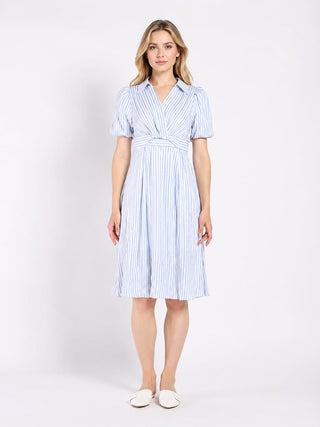 Striped V Collar Neck Dress - Glamourous Grace