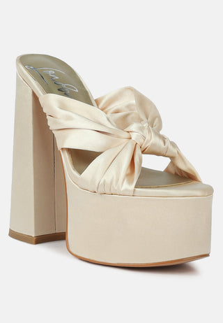 Strobing Knotted Chunky Platform Heels - Glamourous Grace