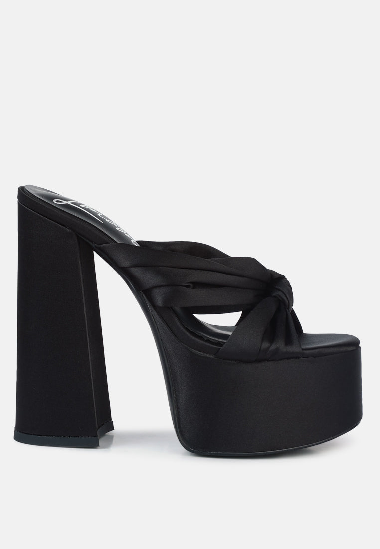 Strobing Knotted Chunky Platform Heels - Glamourous Grace