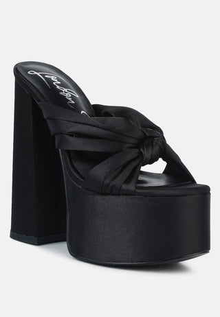 Strobing Knotted Chunky Platform Heels - Glamourous Grace