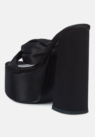 Strobing Knotted Chunky Platform Heels - Glamourous Grace