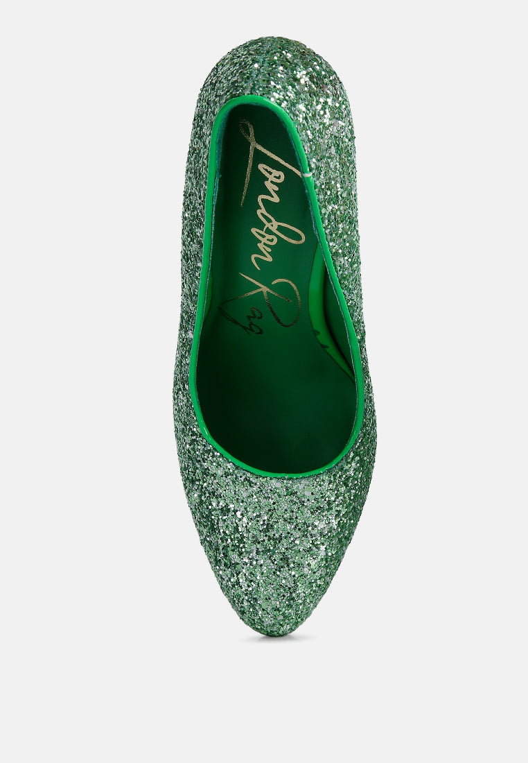 Sugar Plum Glitter Conical Heel Pumps - Glamourous Grace