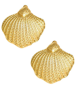 Sullivan Gold Shell Earring - 18k Gold Plated - Belle of the Ball Collection - Glamourous Grace