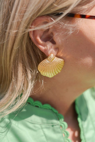 Sullivan Gold Shell Earring - 18k Gold Plated - Belle of the Ball Collection - Glamourous Grace