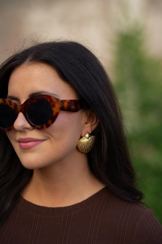 Sullivan Gold Shell Earring - 18k Gold Plated - Belle of the Ball Collection - Glamourous Grace