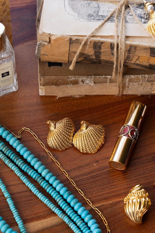Sullivan Gold Shell Earring - 18k Gold Plated - Belle of the Ball Collection - Glamourous Grace