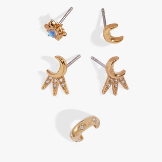 Sun & Moon 2 Studs & Earring Cuff Set