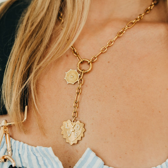 Sunburst Heart Love Pendant Necklace - WATERPROOF - Glamourous Grace