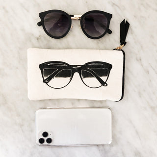 Glasses Case with Outside Pocket – Cream - Glamourous Grace