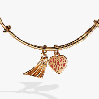 'Super Mom' Heart and Cape Charm Bangle