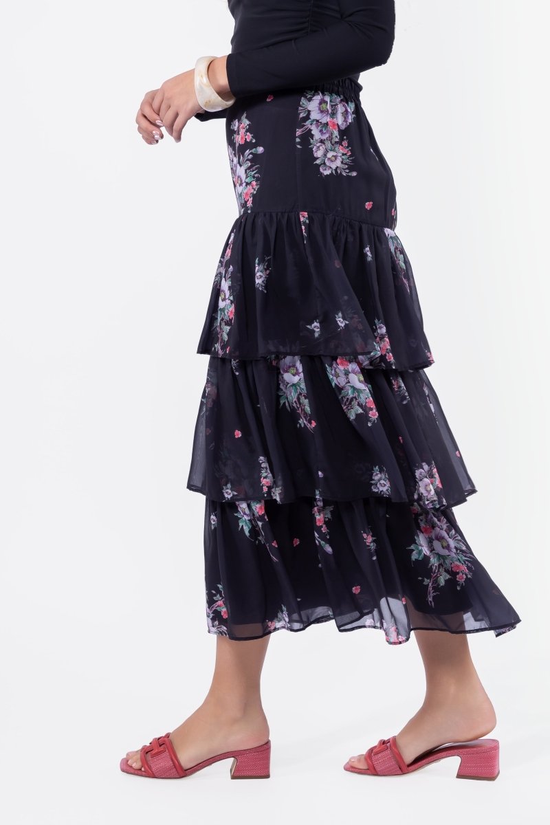 Suri Skirt (Black Flower) - Glamourous Grace