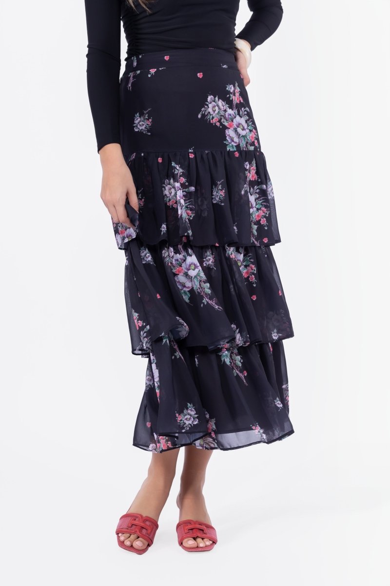Suri Skirt (Black Flower) - Glamourous Grace
