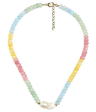 Susie- Quartz Beaded Necklace with freshwater Pearl