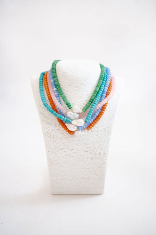 Susie- Quartz Beaded Necklace with freshwater Pearl - Glamourous Grace