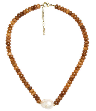 Susie- Quartz Beaded Necklace with freshwater Pearl - Glamourous Grace