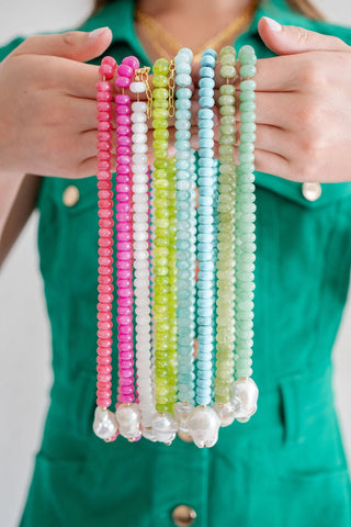 Susie- Quartz Beaded Necklace with freshwater Pearl