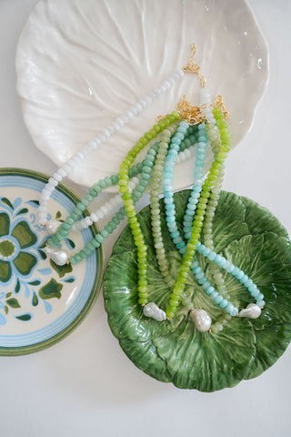 Susie- Quartz Beaded Necklace with freshwater Pearl - Glamourous Grace