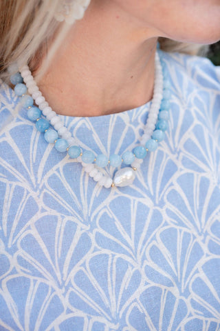 Susie- Quartz Beaded Necklace with freshwater Pearl