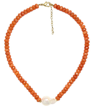 Susie- Quartz Beaded Necklace with freshwater Pearl - Glamourous Grace