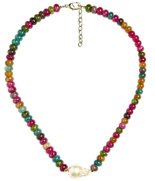 Susie- Quartz Beaded Necklace with freshwater Pearl
