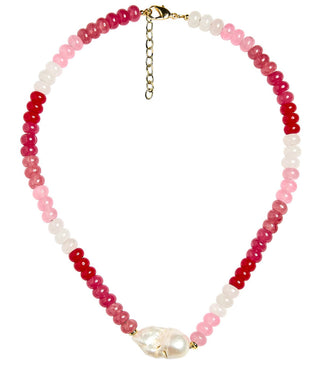 Susie- Quartz Beaded Necklace with freshwater Pearl - Glamourous Grace