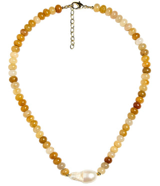 Susie- Quartz Beaded Necklace with freshwater Pearl
