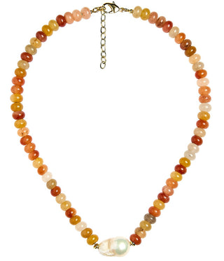Susie- Quartz Beaded Necklace with freshwater Pearl