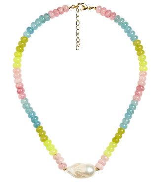 Susie- Quartz Beaded Necklace with freshwater Pearl