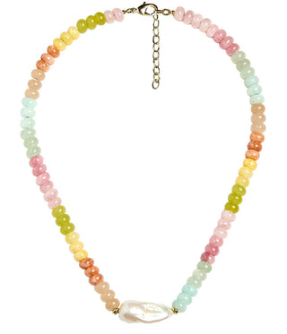 Susie- Quartz Beaded Necklace with freshwater Pearl - Glamourous Grace