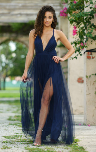 Sydney Maxi Dress - Navy Tulle Dress - Glamourous Grace