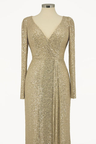 Ladivine Amoris T801 Long Sleeve Sheath Sequin Evening Gown