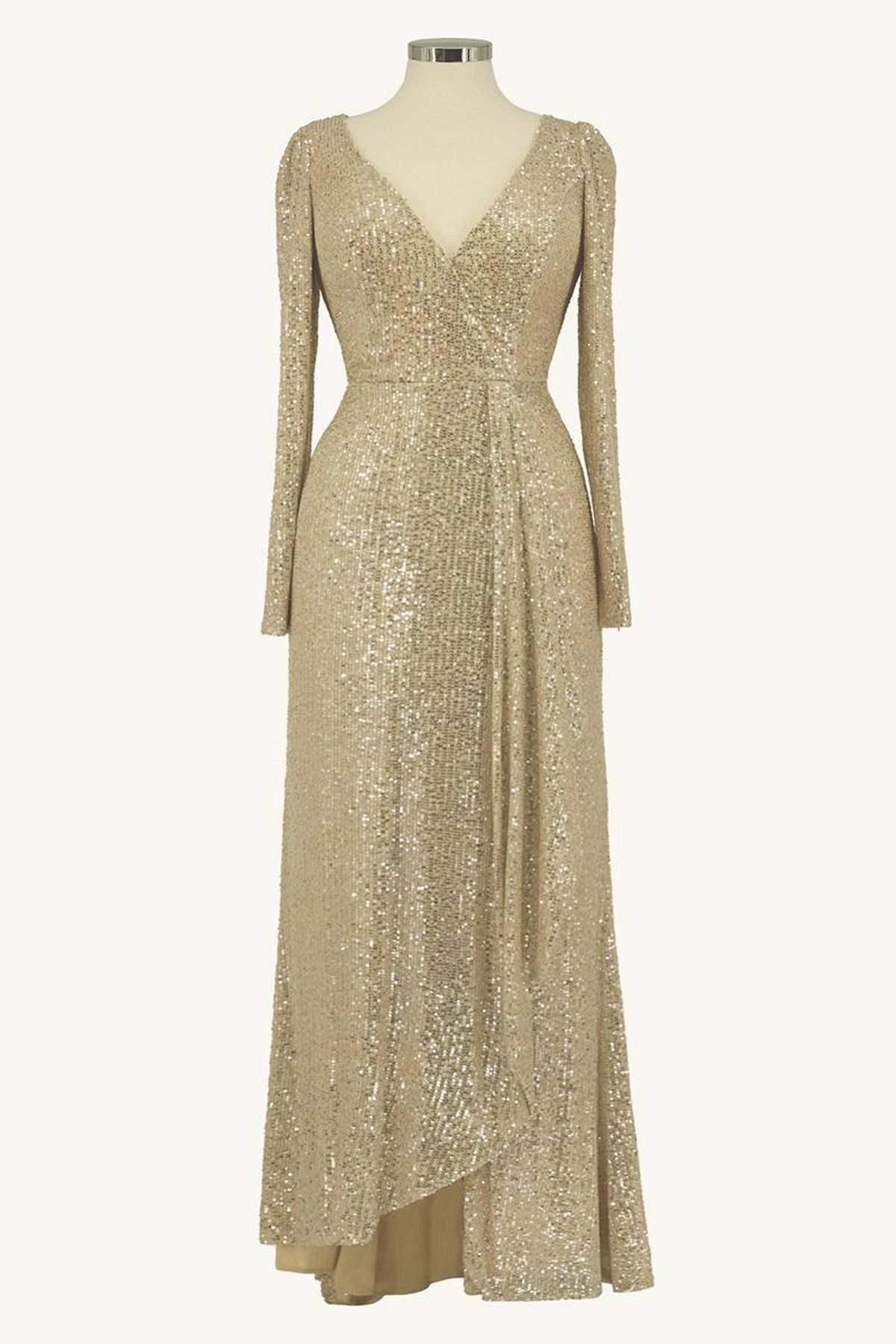Ladivine Amoris T801 Long Sleeve Sheath Sequin Evening Gown - Glamourous Grace