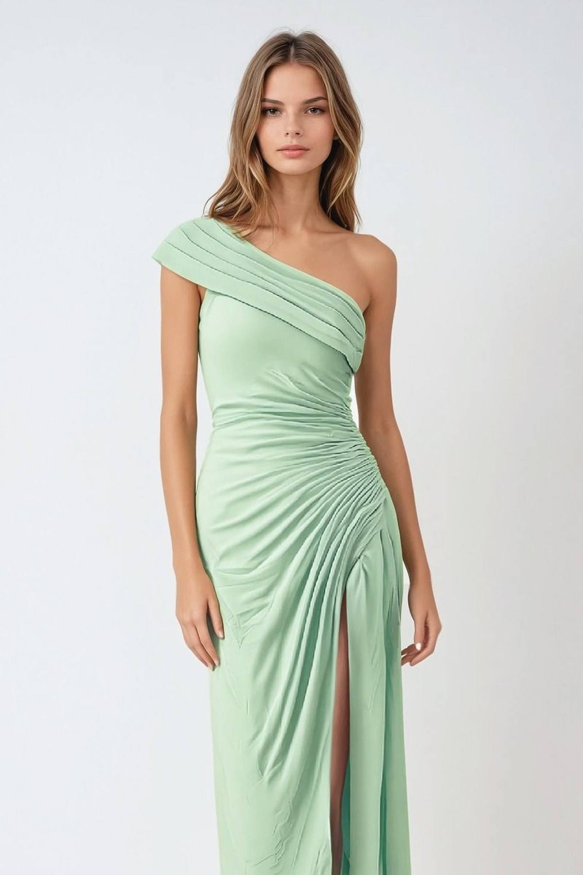 Ladivine Amoris T802 Knee Length One Shoulder Chiffon Dress - Glamourous Grace