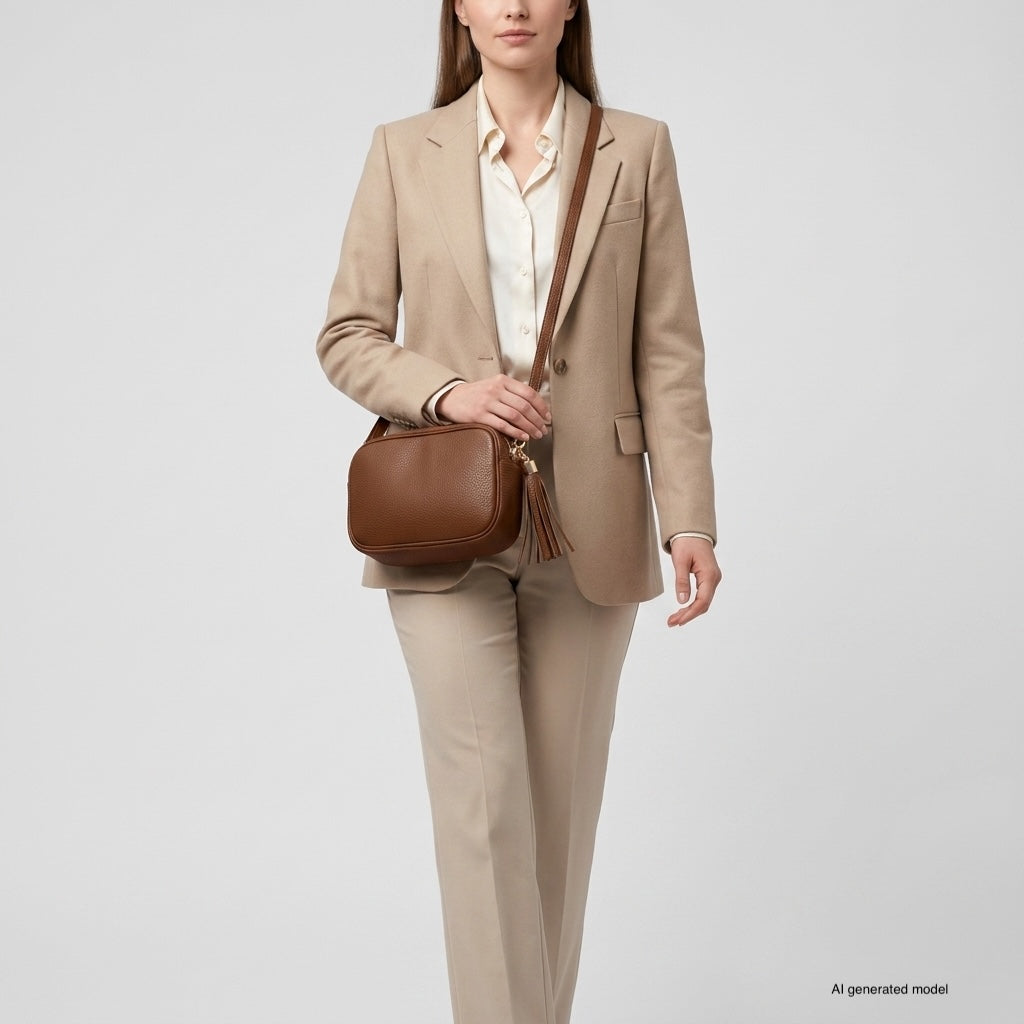 Italian Full-Grain Leather Crossbody Bag | Parma - Glamourous Grace