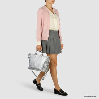 Italian Genuine Metallic Suede Top-Handle Bag | Padova - Glamourous Grace